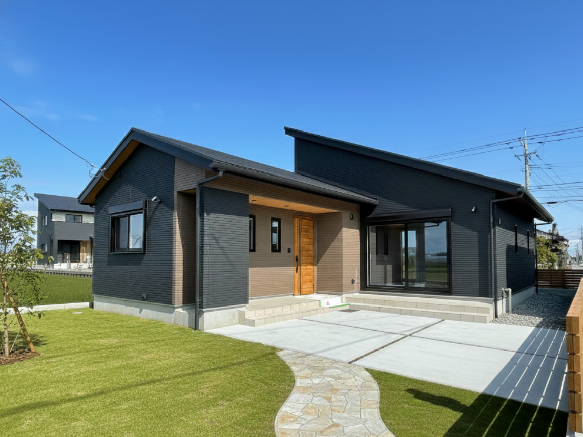 勾配天井と小上がり空間が魅力の平屋の住まい