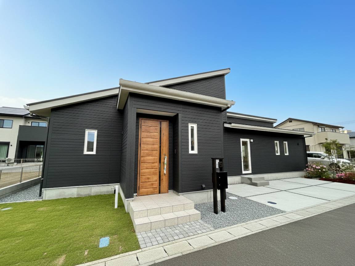 玄関とリビングを直結させた開放感ある平屋の住まい