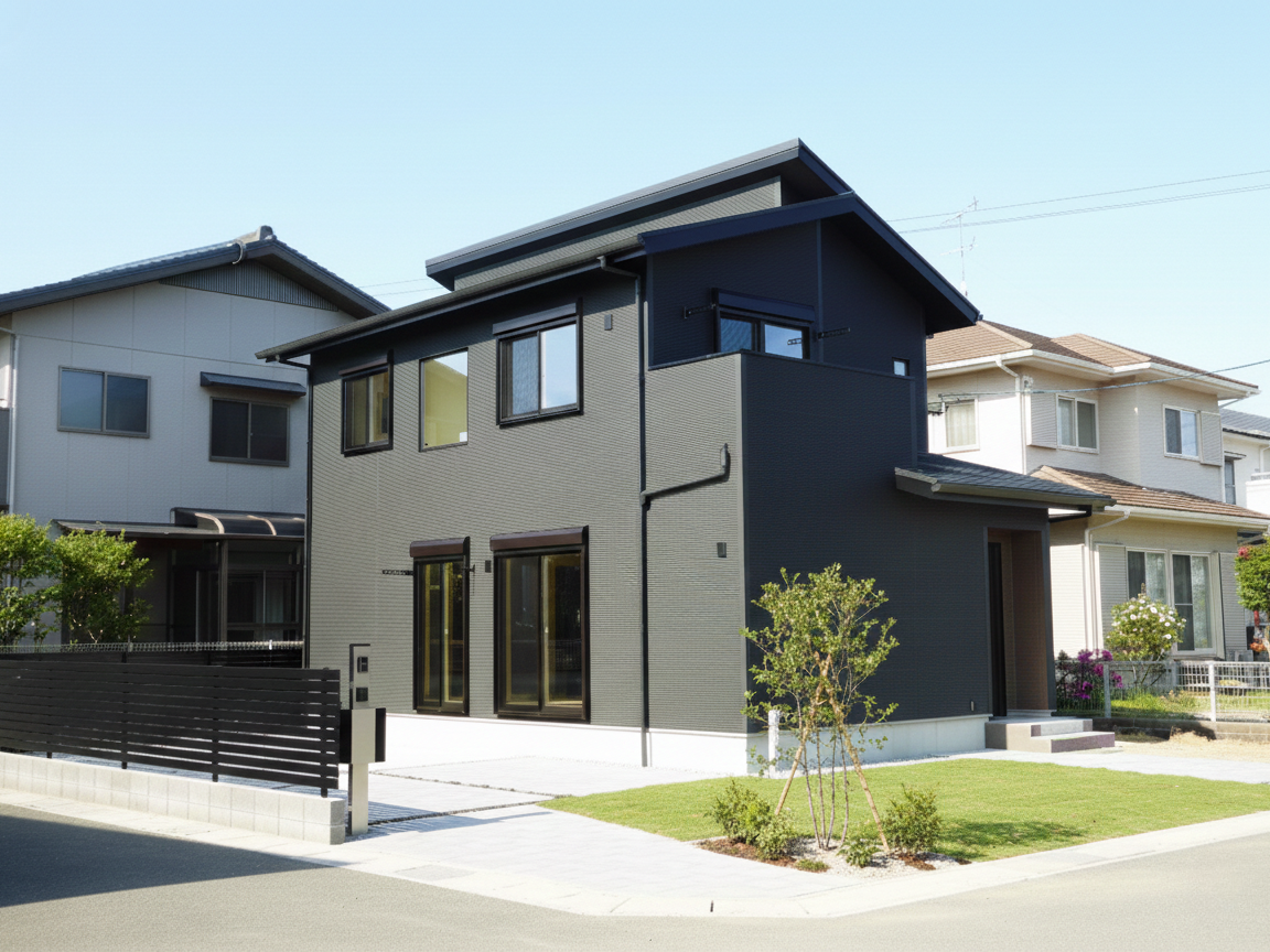 シャープな印象の外観と使いやすい水回り動線。家事ラクで快適な暮らしができる住まい