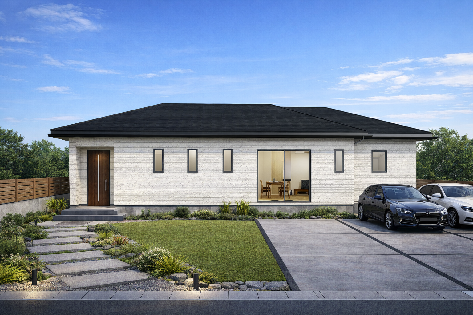 玄関からスムーズにつながる、水回り動線が魅力の住まい。