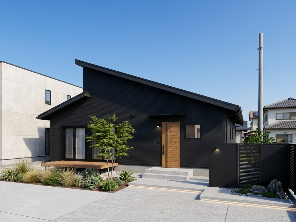 機能美が響きあう、こだわりを凝縮したシックな平屋スタイル