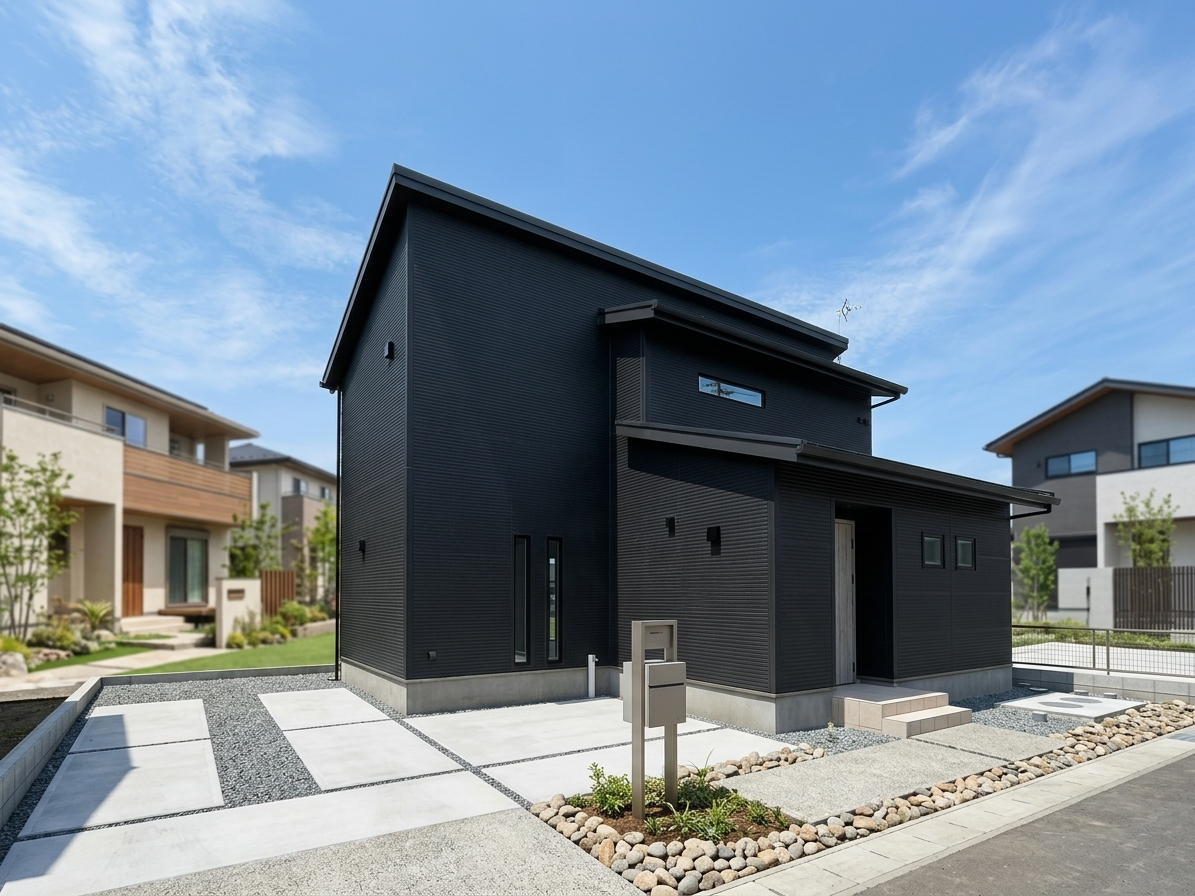 空間の表情を引き立てる、照明と素材美が映えるブラックモダンの住まい